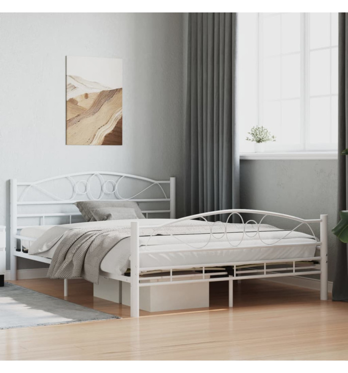 Cadre de lit sans matelas blanc métal 140x200 cm | Mobilier & Déco