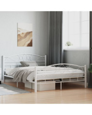 Cadre de lit sans matelas blanc métal 140x200 cm | Mobilier & Déco