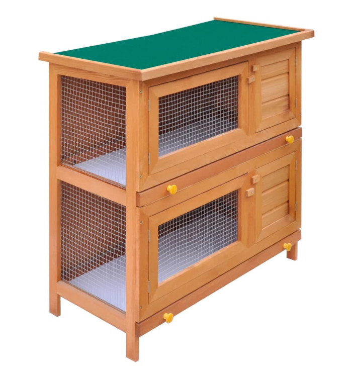 Clapier d'extérieur Enclos pour petits animaux 4 portes Bois | Mobilier & Déco