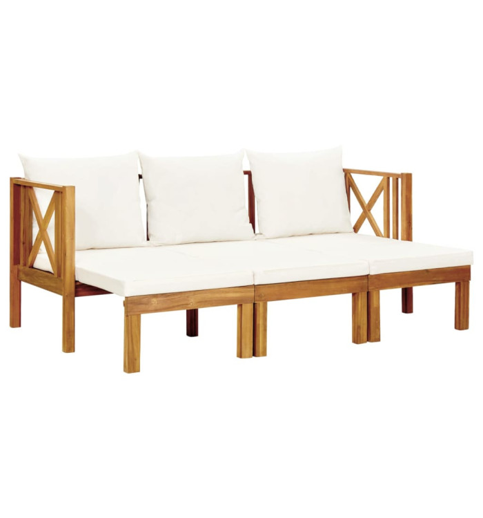 Banc de jardin 3 places et coussins 179 cm Bois d'acacia massif | Mobilier & Déco