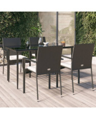 Ensemble à manger de jardin coussins 5pcs Noir Résine tressée | Mobilier & Déco
