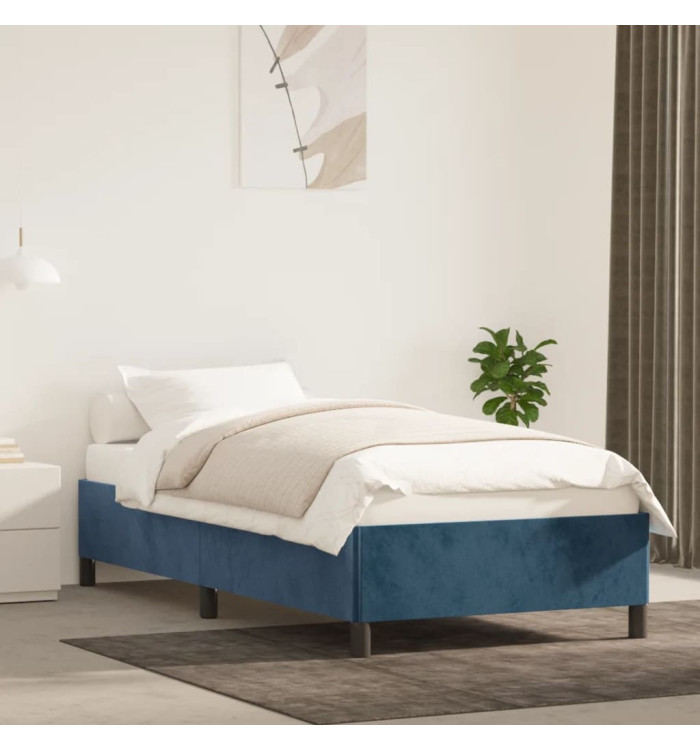 Cadre de lit sans matelas bleu foncé 100x200 cm velours | Mobilier & Déco