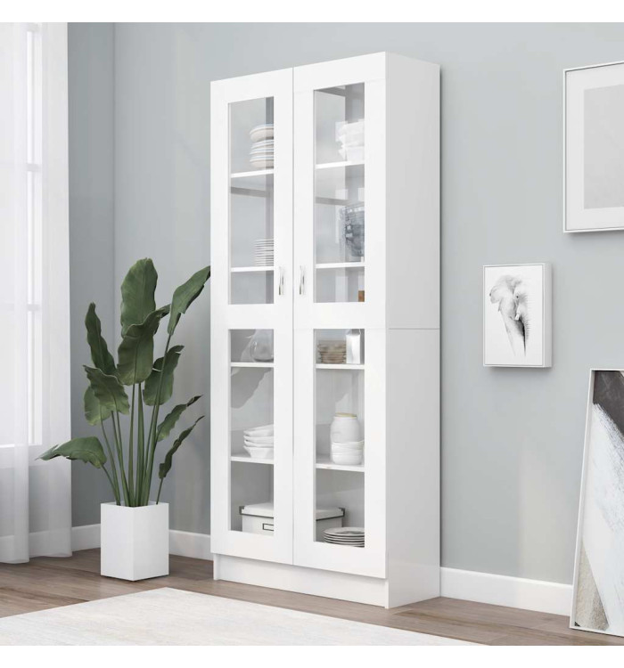 Armoire à vitrine Blanc 82,5x30,5x185,5 cm Bois d'ingénierie | Mobilier & Déco