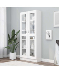 Armoire à vitrine Blanc 82,5x30,5x185,5 cm Bois d'ingénierie | Mobilier & Déco