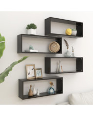 Étagères murales cube 4 pcs Noir 60x15x23 cm Bois d’ingénierie | Mobilier & Déco