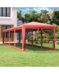Tente de fête 10 parois latérales en maille Rouge 3x12 m PEHD | Mobilier & Déco