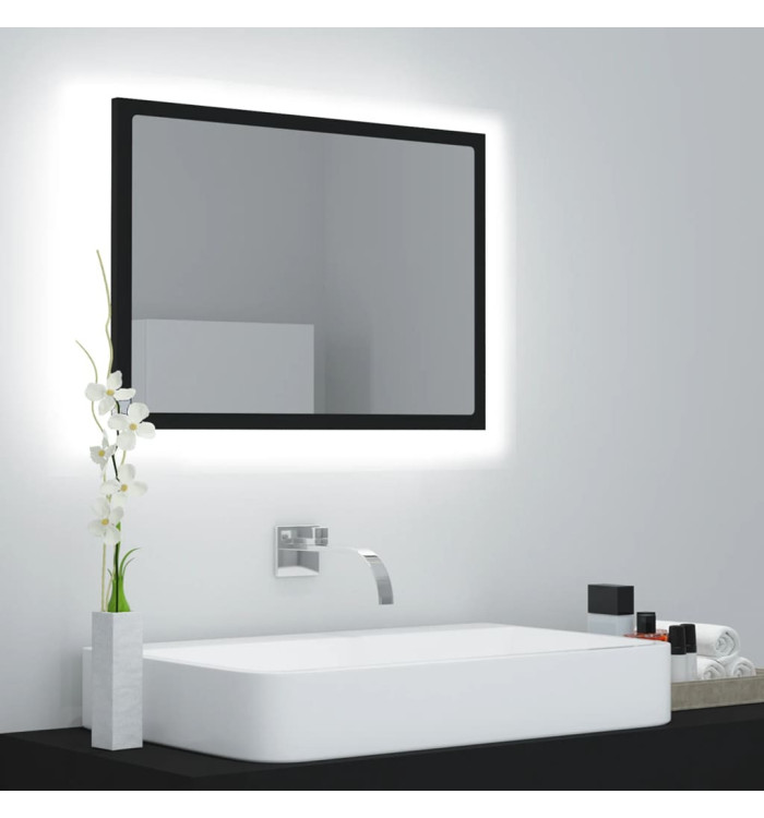 Miroir à LED de salle de bain Noir 60x8,5x37 cm Acrylique | Mobilier & Déco