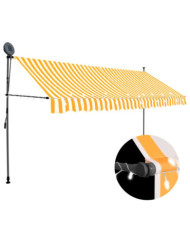 Auvent manuel rétractable avec LED 400 cm Blanc et orange | Mobilier & Déco