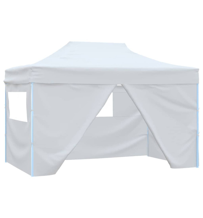 Tente de réception pliable avec 4 parois 3x4 m Acier Blanc | Mobilier & Déco