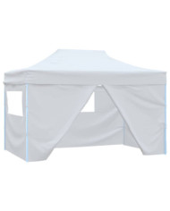 Tente de réception pliable avec 4 parois 3x4 m Acier Blanc | Mobilier & Déco