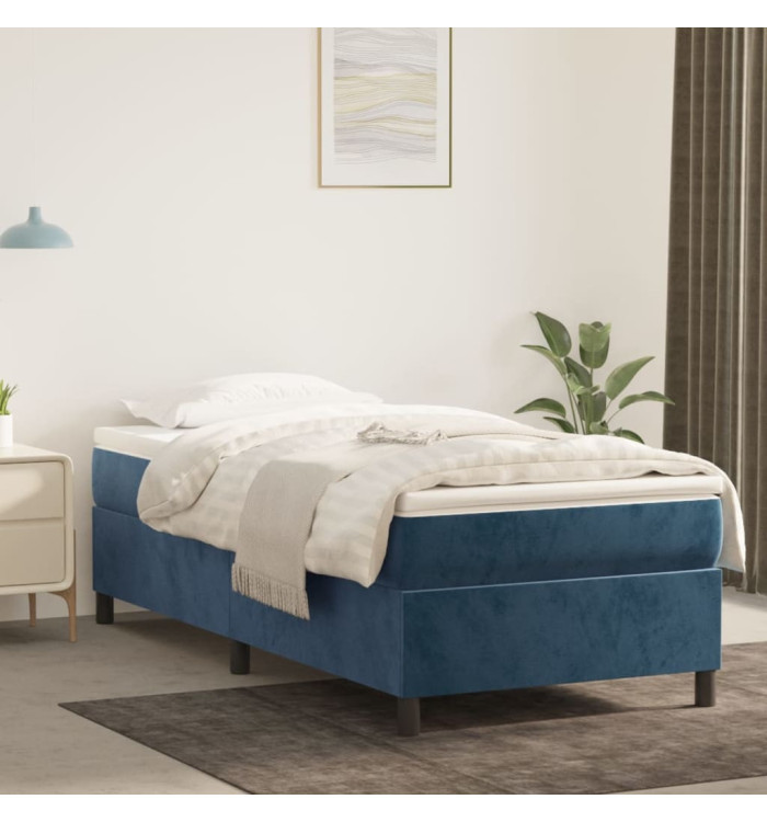 Sommier à lattes de lit avec matelas Bleu foncé 100x200 cm | Mobilier & Déco