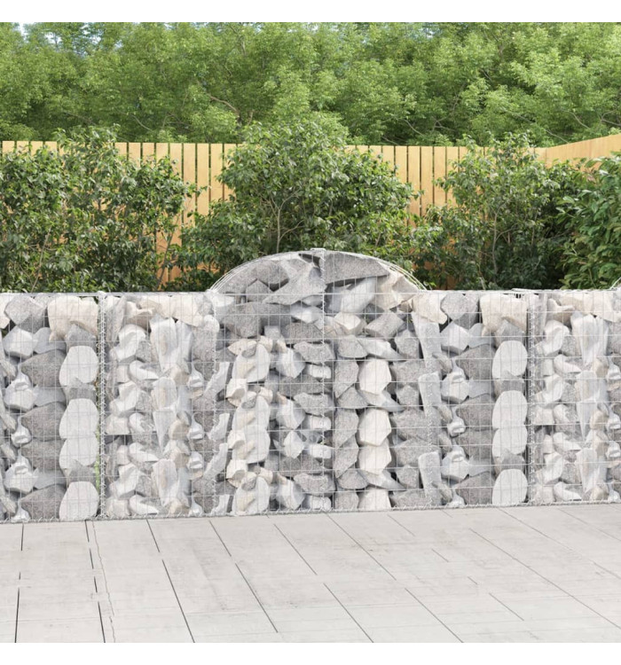 Paniers à gabions arqués 3 pcs 200x30x100/120 cm Fer galvanisé | Mobilier & Déco