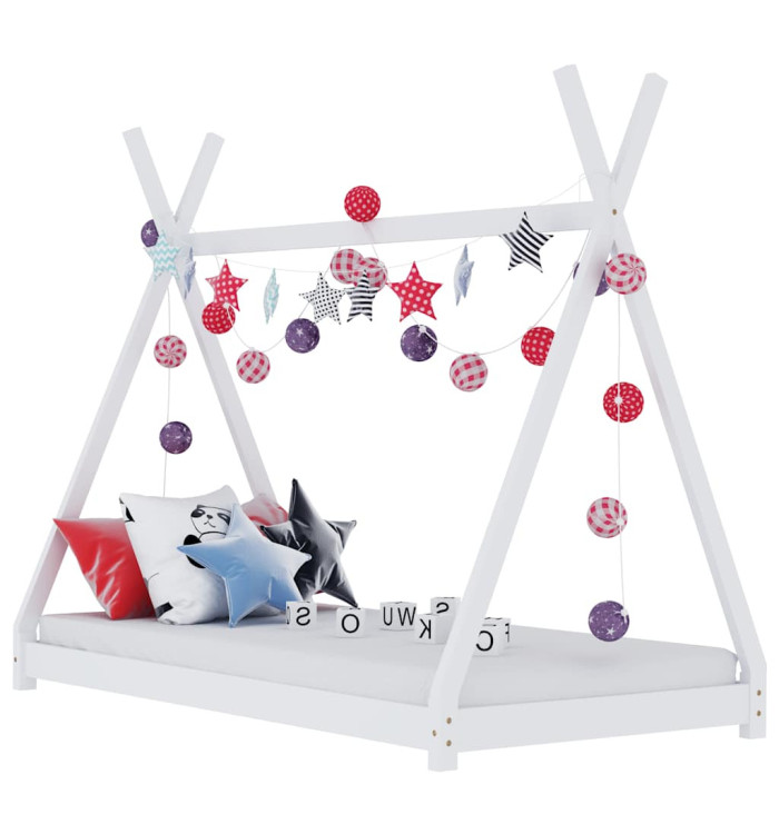 Cadre de lit d'enfant Blanc Bois de pin massif 90 x 200 cm | Mobilier & Déco