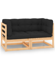 Canapés d'angle de jardin avec coussins 2 pcs Pin massif | Mobilier & Déco