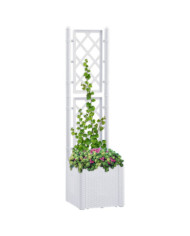 Lit surélevé de jardin et treillis et système d'arrosage Blanc | Mobilier & Déco