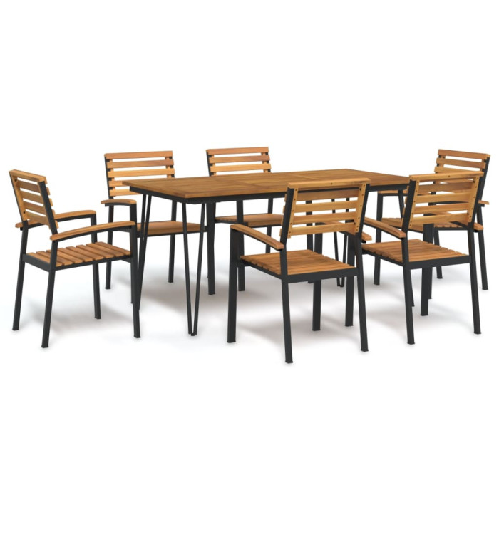 Ensemble à manger de jardin 7 pcs bois d'acacia solide et métal | Mobilier & Déco