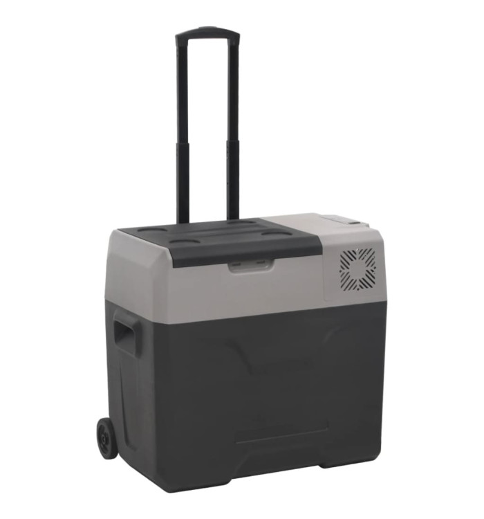 Glacière avec roue et poignée noir et gris 40 L polypropylène | Mobilier & Déco