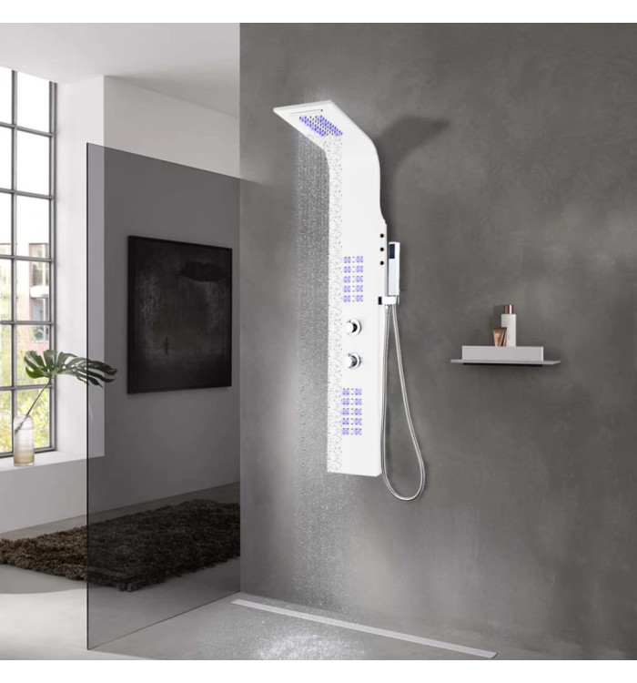 Panneau de douche aluminium 20x44x130 cm blanc | Mobilier & Déco