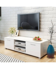 Meuble TV Blanc brillant 120x40,5x35 cm | Mobilier & Déco