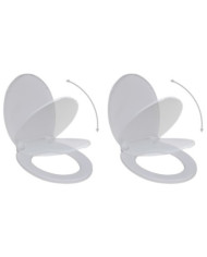 Abattant WC avec frein de chute 2 pcs Plastique Blanc | Mobilier & Déco