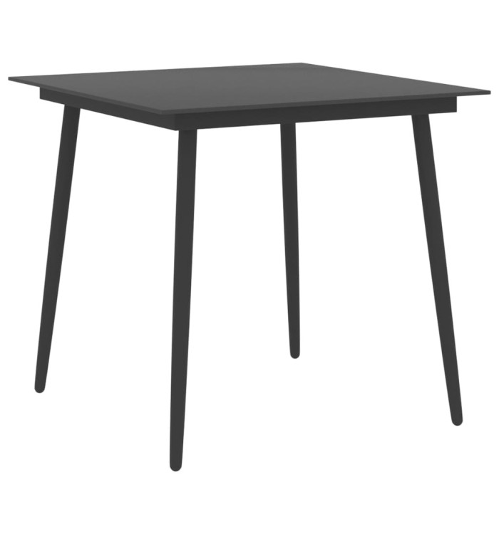 Table à dîner de jardin Noir 80x80x74 cm Acier et verre | Mobilier & Déco