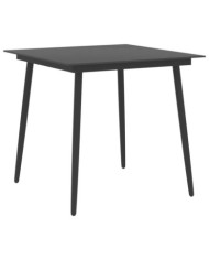Table à dîner de jardin Noir 80x80x74 cm Acier et verre | Mobilier & Déco