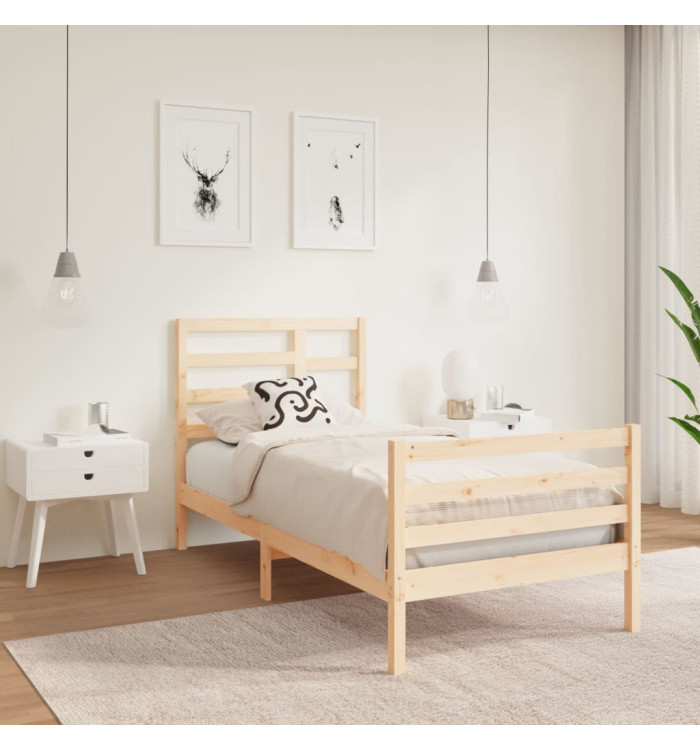 Cadre de lit sans matelas bois massif 75x190 cm | Mobilier & Déco