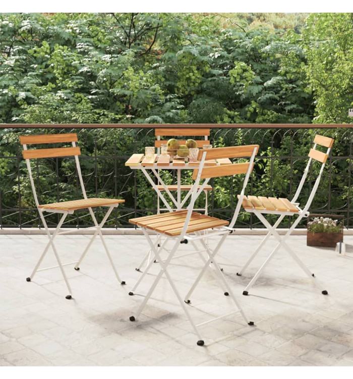 Chaises de bistrot pliantes lot de 4 Bois d'acacia solide acier | Mobilier & Déco