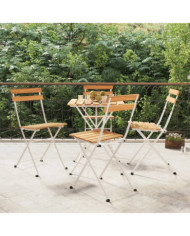 Chaises de bistrot pliantes lot de 4 Bois d'acacia solide acier | Mobilier & Déco
