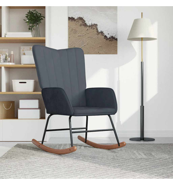 Chaise à bascule Gris foncé Velours | Mobilier & Déco