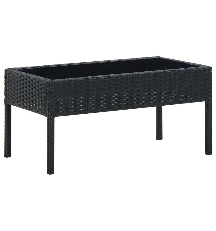 Table de jardin Noir 75x40x37 cm Résine tressée | Mobilier & Déco