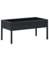 Table de jardin Noir 75x40x37 cm Résine tressée | Mobilier & Déco