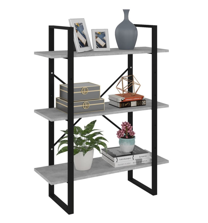 Bibliothèque gris béton 80x30x105 cm bois d'ingénierie | Mobilier & Déco