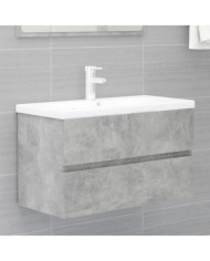 Armoire d'évier et lavabo intégré gris béton bois d'ingénierie | Mobilier & Déco