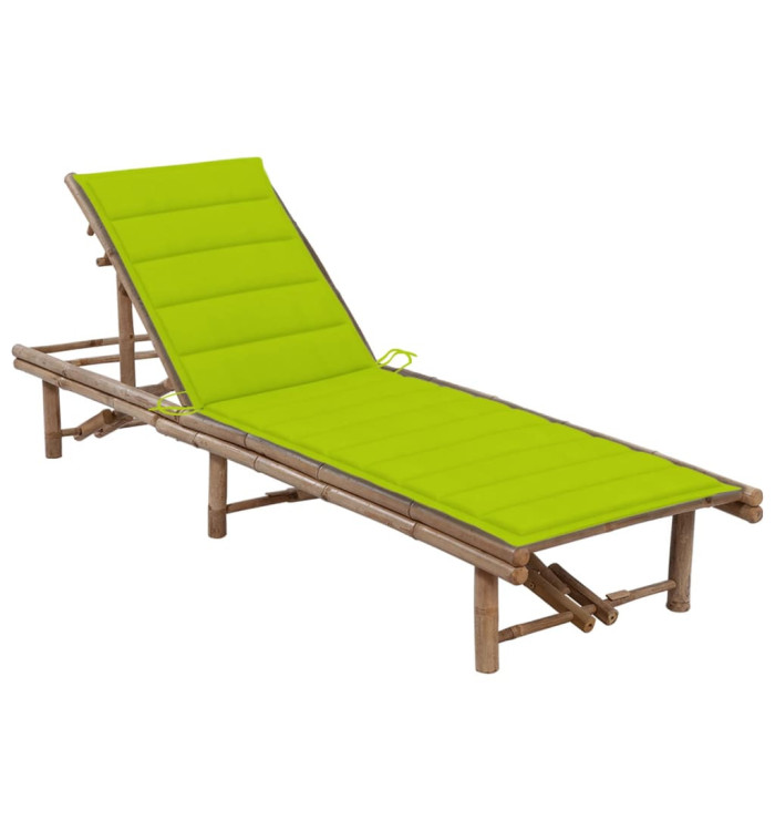 Chaise longue de jardin avec coussin Bambou | Mobilier & Déco