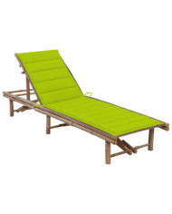 Chaise longue de jardin avec coussin Bambou | Mobilier & Déco
