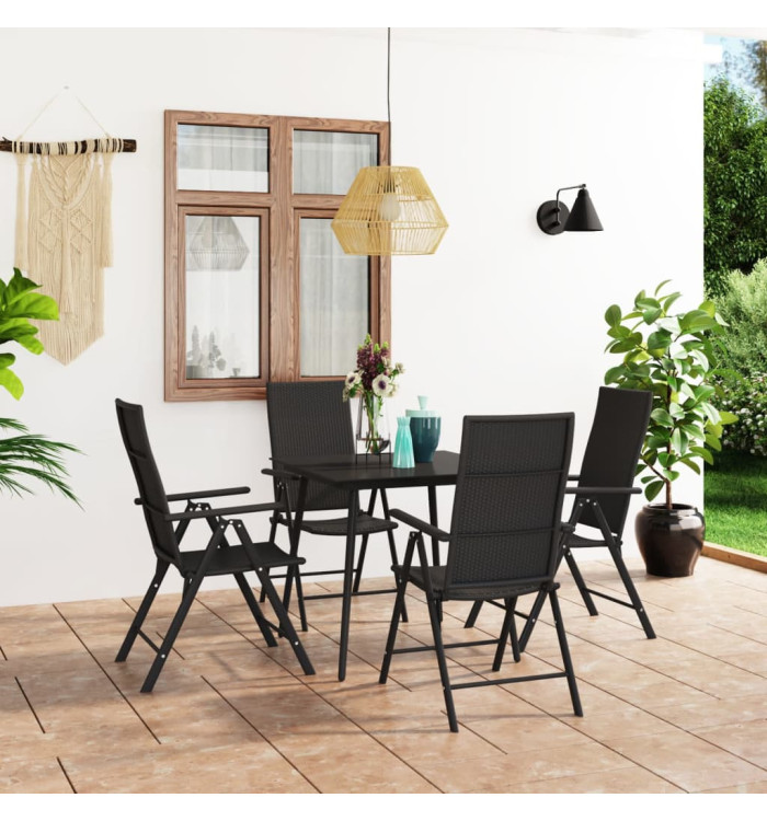 Ensemble à manger de jardin 5 pcs noir | Mobilier & Déco