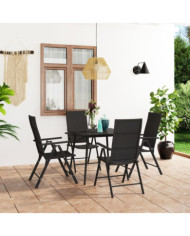 Ensemble à manger de jardin 5 pcs noir | Mobilier & Déco