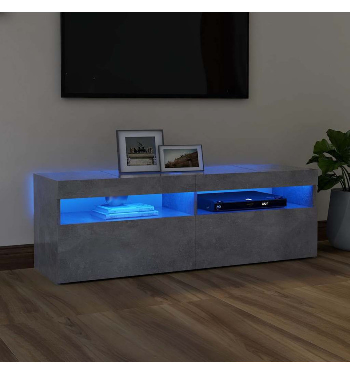 Meuble TV avec lumières LED gris béton 120x35x40 cm | Mobilier & Déco