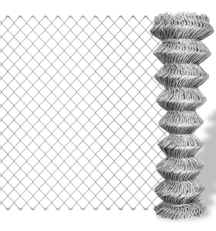 Clôture à mailles losangées Acier galvanisé 25x1,5 m Argenté | Mobilier & Déco