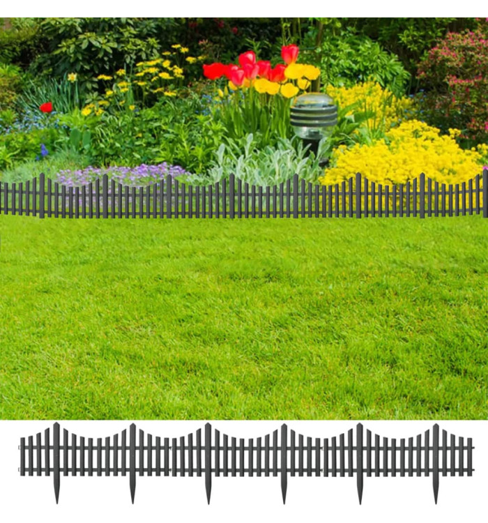 Bordures de pelouse 17 pcs Anthracite 10 m PP | Mobilier & Déco