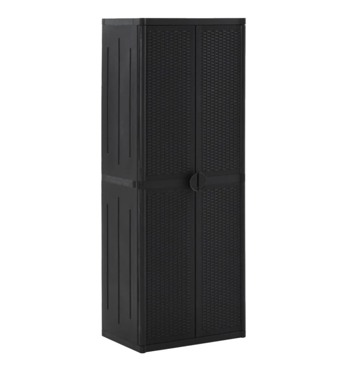 Armoire de rangement de jardin Noir 65x45x172 cm PP Rotin | Mobilier & Déco