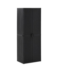 Armoire de rangement de jardin Noir 65x45x172 cm PP Rotin | Mobilier & Déco