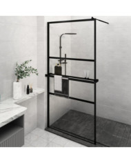 Paroi de douche avec étagère Noir 115x195cm Verre ESGetAluminium | Mobilier & Déco
