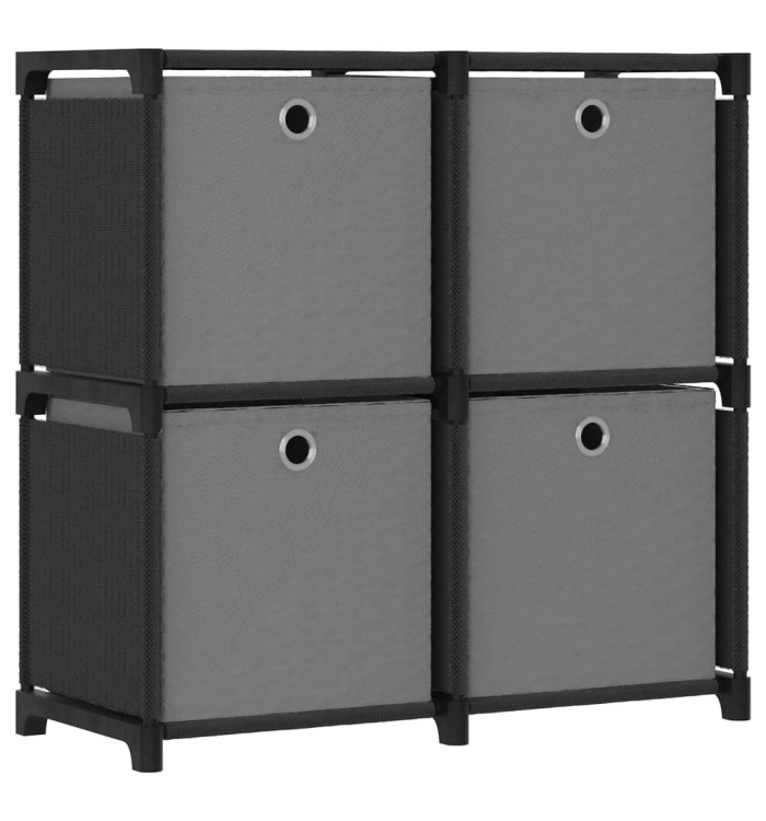 Étagère à 4 cubes avec boîtes Noir 69x30x72,5 cm Tissu | Mobilier & Déco