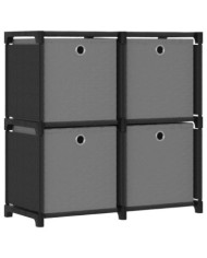 Étagère à 4 cubes avec boîtes Noir 69x30x72,5 cm Tissu | Mobilier & Déco