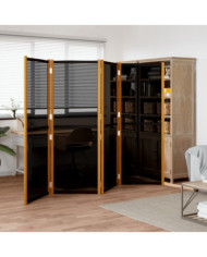 Cloison de séparation 4 panneaux Noir 280x180 cm | Mobilier & Déco