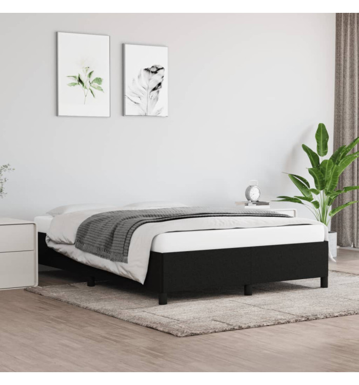 Cadre de lit sans matelas noir 140x200 cm tissu | Mobilier & Déco