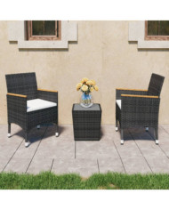 Ensemble de bistro 3 pcs Résine tressée et verre trempé Noir | Mobilier & Déco