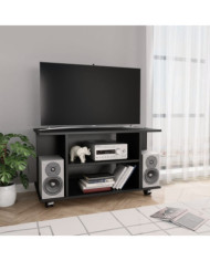 Meuble TV avec roulettes noir 80x40x45 cm bois d'ingénierie | Mobilier & Déco